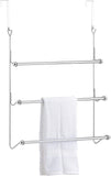 MyGift Over-The-Door 3 Tier Bathroom Towel Bar Rack with Chrome-Plated Finish