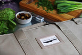 Waxed Canvas Chef Knife Bag Holds 19 Knives PLUS Knife Steel Meat Cleaver and Large Storage Compartments! Our Most Durable Professional Line Knife Carrier Includes Custom Padlock! (Bag Only) (Grey)