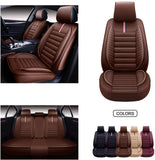 OASIS AUTO Leather Car Seat Covers, Faux Leatherette Automotive Vehicle Cushion Cover for Cars SUV Pick-up Truck Universal Fit Set for Auto Interior Accessories (OS-001 Front Pair, Burgundy)