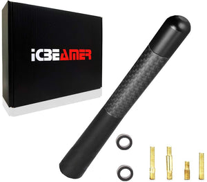 ICBEAMER 5" 127 mm Aluminum Matte Black w/Carbon Fiber Universal AM/FM Radio Antenna Replacement