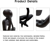 Ozzptuu Black Resin Thinker Style Abstract Sculpture Statue Collectible Figurines Home Office Bookshelf Desktop Decor (Left)