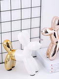 MingHaoyu Balloon Dog Sculpture Ceramic Dog Statues Home Decor Accents Dog Figurine Modern Sculpture,Bookself TV Stand Decor,Shelf Decorations for Home,Bedroom,Living Room and Office,WhiteGold