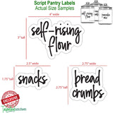 Talented Kitchen 157 Script Pantry Labels – 157 Kitchen Pantry Names – Food Label Sticker, Water Resistant Pantry Labels for Containers, Jar Labels Pantry Organization and Storage (157– Script Pantry)