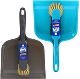 MR. SIGA Dustpan and Brush Set, Pack of 2 Set, Blue & Grey