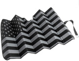 Black White/Gray American Flag - Front Windshield Sun Shade - Accordion Folding Auto Sunshade for Car Truck SUV - Blocks UV Rays Sun Visor Protector - Keeps Your Vehicle Cool - 58 x 28 Inch