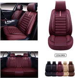 OASIS AUTO Leather Car Seat Covers, Faux Leatherette Automotive Vehicle Cushion Cover for Cars SUV Pick-up Truck Universal Fit Set for Auto Interior Accessories (OS-001 Front Pair, Burgundy)