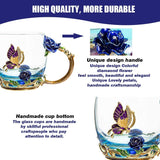 Lustrique Blue Rosaria Tea Cup Set(Short Tea Cup + Spoon + Cover Lid + Saucer)