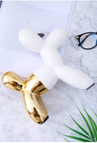 MingHaoyu Balloon Dog Sculpture Ceramic Dog Statues Home Decor Accents Dog Figurine Modern Sculpture,Bookself TV Stand Decor,Shelf Decorations for Home,Bedroom,Living Room and Office,WhiteGold