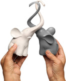 ART & ARTIFACT Two Piece Loving Elephants - Gray/White Intertwined Animal Pair Heart Sculpture, Home Decor Accent, Centerpiece