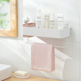 MORNITE Adhesive Bathroom Wall Caddy, Bathroom Shower Rrganizer Hanging Shelves No Drilling Shampoo Holder Pink