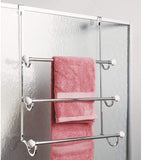 iDesign 73410 York Metal Over the Shower Door Towel Rack, Hooks for Master, Guest, Kids' Bathroom, 4.75" x 17.75" x 22.5", Chrome