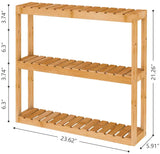 Domax Bamboo Bathroom Shelf 3-Tier Wall Mount Storage Rack Multifunctional Adjustable Layer Free Standing Over Toilet Utility Shelves Living Room Kitchen (Bamboo)