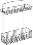 mDesign Metal Farmhouse Over Cabinet Kitchen Storage Organizer Holder or Basket - Hang Over Cabinet Doors in Kitchen/Pantry - Holds Dish Soap, Window Cleaner, Sponges - Graphite Gray