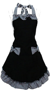 Hyzrz Cute Retro Lovely Vintage Ladies Kitchen Flirty Vintage Aprons for Women Girls with Pockets for Mothers Day Gift