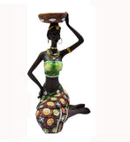 Gedengni African Figure Sculpture Tribal Lady Figurine Statue Decor Collectible Art Piece, 7.5-Inch, Pack of 3