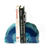 JIC Gem 3 to 4 Lbs Agate Bookends Dyed Blue Polished 1 Pair with Rubber Bumpers for Office Décor and Home Decoration