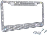 Tzarrot Multicolor Bling Rhinestone License Plate Frames for Women, Metal Rust-Proof License Plate Cover Bling Car Accessories for Women Girls