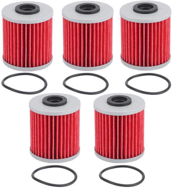 AloneGoer 5pcs KX250F Oil Filter Compatible with 207 HF207 Kawasaki KX450F Oil Filter Suzuki RMZ250 RMZ450 Beta EVO 250 EVO 300 Motor