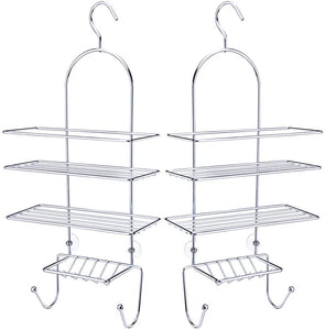 Shower Head Caddy Hanging Bathroom Shower Rack Storage Organizer Shelf Rustproof Shampoo Holder Stainless Steel Shower Accessories, Kitchen Pantry Rack, 22''x10.5''x5'', Silver, 2-Pack