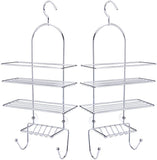 Shower Head Caddy Hanging Bathroom Shower Rack Storage Organizer Shelf Rustproof Shampoo Holder Stainless Steel Shower Accessories, Kitchen Pantry Rack, 22''x10.5''x5'', Silver, 2-Pack