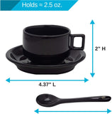 Houseables Espresso Cup, Spoon & Saucer Set, Black, Stackable Demitasse Cups with Metal Stand, Spoons, 19 Pieces, 2.5 Ounce, Porcelain, Tea Kit, ,Turkish Coffee Mug, Organizer Rack, Dishwasher Safe