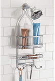 iDesign York Metal Wire Hanging Shower Caddy, Extra Wide Space for Shampoo, Conditioner, and Soap with Hooks for Razors, Towels, and More, 10" x 4" x 22", Silver