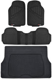 Motor Trend FlexTough Performance All Weather Rubber Car Floor Mats with Cargo Liner – Full Set Front & Rear Odorless Floor Mats for Cars Truck SUV, BPA-Free Automotive Floor Mats (Gray)