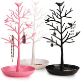 Plastic Birds Tree Stand Jewelry Display Necklace Earring Bracelet Holder Organizer Rack Tower Black