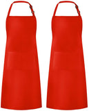 Syntus 2 Pack Adjustable Bib Apron Waterdrop Resistant with 2 Pockets Cooking Kitchen Aprons for Women Men Chef, Black