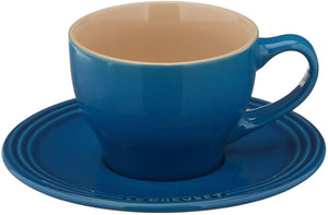 Le Creuset Stoneware Set of 2 Cappuccino Cups and Saucers , 7 oz. each, Marseille