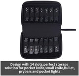 Pocket Knife Bag, Large Folding Knife Storage Case, Oxford Small Knife Pouch Holder, Waterproof Pocket Knife Display Case With 14 Slots, Knife Drawer Pocket Organizer(HGJ294)