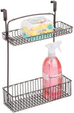 mDesign Metal Farmhouse Over Cabinet Kitchen Storage Organizer Holder or Basket - Hang Over Cabinet Doors in Kitchen/Pantry - Holds Dish Soap, Window Cleaner, Sponges - Chrome