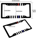 CEZEHAJI Black License Plate Frames American Flag Holder Cover Car Exterior Accessories Blue Red Personalized Aluminum Tag with 4 Holes and Screws 2 Pieces