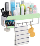 Adhesive Bathroom Shelf Storage Organizer Wall Mount No Drilling Shower Shelf Kitchen Storage Basket Rack Shelves Shower Caddy (Blue)