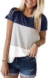 Round Neck Triple Color Block Stripe T-Shirt