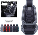 Leather Car Seat Covers, Faux Leatherette Automotive Vehicle Cushion Cover for Cars SUV Pick-up Truck Universal Fit Set for Auto Interior Accessories (OS-004 Full Set, Black&Orange)