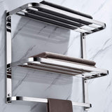 3-Tier Bathroom Shelf with Towel Bars, Stainless Steel Wall Mounting Rack,29-1/4 Inch