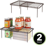 mDesign Adjustable, Expandable Metal Wire Kitchen Cabinet, Pantry, Countertop Organizer Storage Shelves - Durable Steel, Non-Skid Feet - Up to 19.5" Wide - 4 Piece Set - Bronze