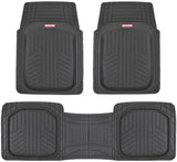 Motor Trend FlexTough Plus Black Rubber Car Floor Mats – All Weather Deep Dish Automotive Floor Mats, Heavy Duty Trim to Fit Design, Odorless Floor Mat Liners for Cars Truck Van SUV