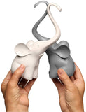 ART & ARTIFACT Two Piece Loving Elephants - Gray/White Intertwined Animal Pair Heart Sculpture, Home Decor Accent, Centerpiece