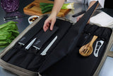 Waxed Canvas Chef Knife Bag Holds 19 Knives PLUS Knife Steel Meat Cleaver and Large Storage Compartments! Our Most Durable Professional Line Knife Carrier Includes Custom Padlock! (Bag Only) (Grey)