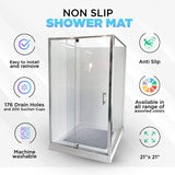 ENKOSI Square Shower Mat 21 x 21 inch for Shower Stall Floors Bathtub Mat Non Slip Firm Grip Bathroom Mat with Over 160 Strong Suction Cups (Clear)