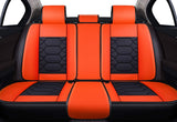 Leather Car Seat Covers, Faux Leatherette Automotive Vehicle Cushion Cover for Cars SUV Pick-up Truck Universal Fit Set for Auto Interior Accessories (OS-004 Full Set, Black&Orange)