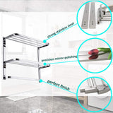 3-Tier Bathroom Shelf with Towel Bars, Stainless Steel Wall Mounting Rack,29-1/4 Inch