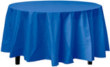 Exquisite 12-Pack Premium Plastic 84-Inch Round Tablecloth - Dark Blue