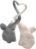 ART & ARTIFACT Two Piece Loving Elephants - Gray/White Intertwined Animal Pair Heart Sculpture, Home Decor Accent, Centerpiece