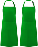 Syntus 2 Pack Adjustable Bib Apron Waterdrop Resistant with 2 Pockets Cooking Kitchen Aprons for Women Men Chef, Black