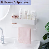 MORNITE Adhesive Bathroom Wall Caddy, Bathroom Shower Rrganizer Hanging Shelves No Drilling Shampoo Holder Pink