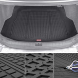 Motor Trend FlexTough Advanced Black Rubber Car Floor Mats with Cargo Liner Full Set – Front & Rear Combo Trim to Fit Floor Mats for Cars Truck Van SUV, All Weather Automotive Floor Liners