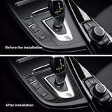 MICOOS Compatible with Carbon Fiber Center Console Gear Trim Gear Panel Interior Accessories for BMW 3 4 Series GT F30 2013 2014 2015 2016 2017 2018 2019 (1Pc Black)